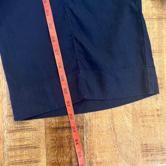 J.Jill Linen Wide Leg Pants Medium Petite Navy Stretch Cropped Nautical Beach - Picture 10 of 13